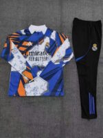 Real Madrid 2025-26 Yellow Blue (Camo Edition) Half Zip Long Sleeve Kids Training Kit - Image 2