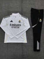 Real Madrid 2025-26 White Half Zip Long Sleeve Kids Training Kit - Image 2