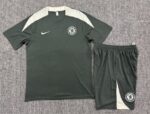 Chelsea 2025-26 Army Green Short Sleeve Kids Training Kit - Image 2