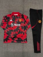 Manchester United 2025-26 Red Black (Camo Edition) Half Zip Long Sleeve Kids Training Kit - Image 2