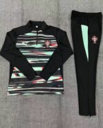 Portugal 2025-26 Green Black (Camo Edition) Half Zip Long Sleeve Kids Training Kit - Image 2