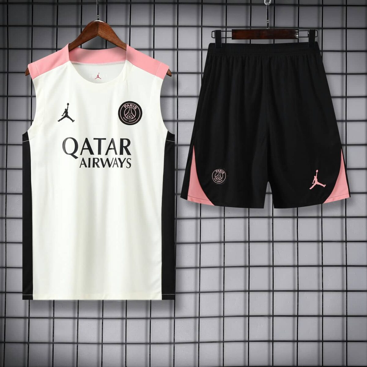 PSG Jordan 2025-26 White Black Pink Vest Training Kit - Image 3