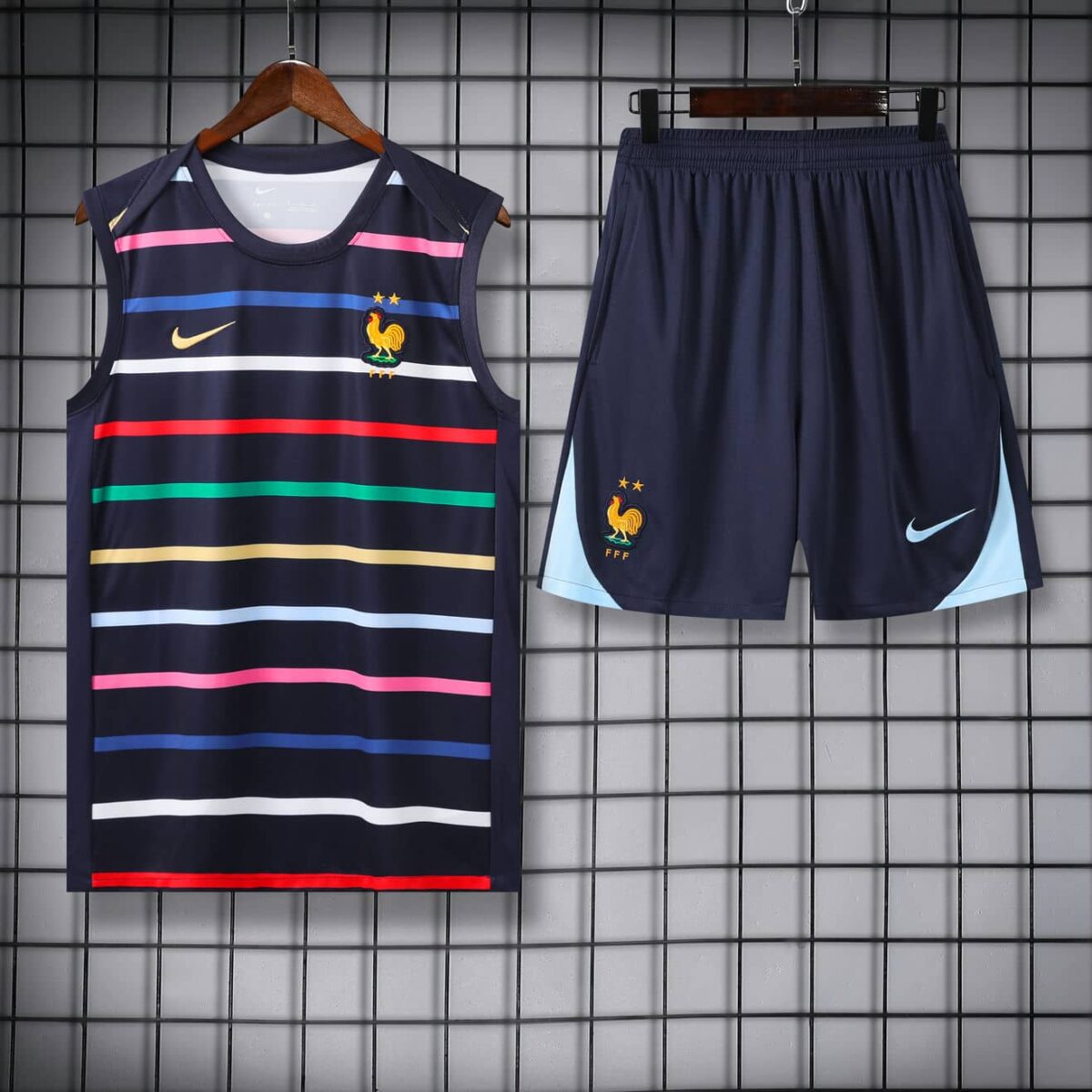France 2025-26 Black with Multi-Color Stripes Vest Training Kit - Image 3