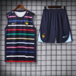 France 2025-26 Black with Multi-Color Stripes Vest Training Kit - Image 3