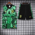 Brazil 2025-26 Green Jesus Graphic Vest Training Kit - Image 3