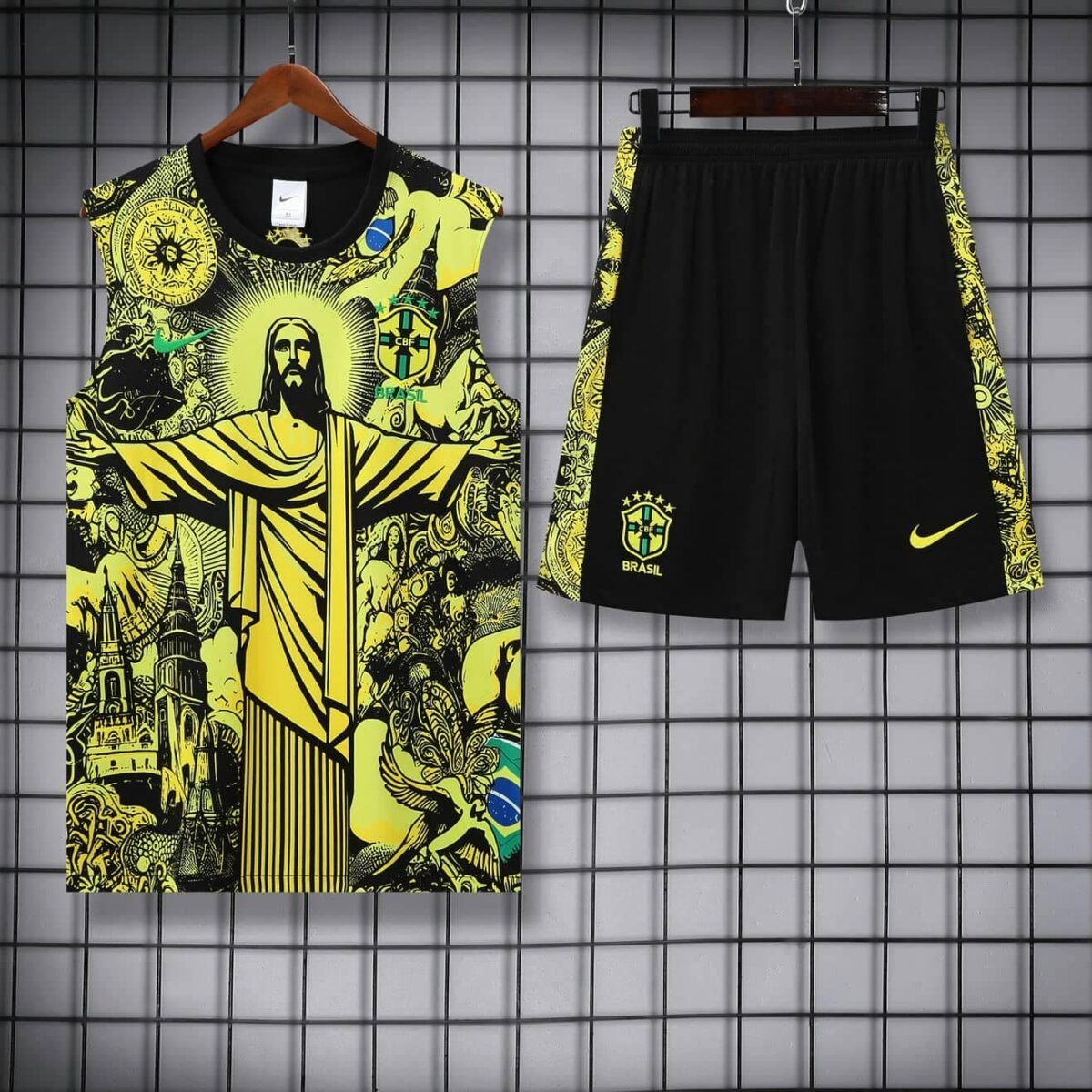 Brazil 2025-26 Yellow Jesus Graphic Vest Training Kit - Image 3