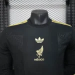 Mexico 2025-26 Gold Cup Edition Black Gold Long Sleeve Jersey Player Version - Image 5