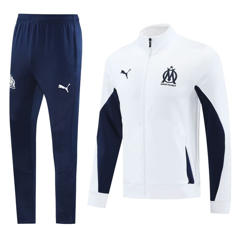 01-6916.jpg Olympique de Marseille 2024-25 White Jacket Tracksuit - Image 1