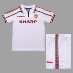Manchester United 1998-99 White Retro Kids Kit