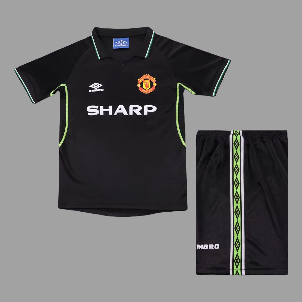 01-7164.jpg Manchester United 1998-99 Second Away Retro Kids Kit - Image 1