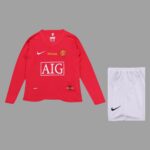 Manchester United 2007-08 Home Long Sleeve Retro Kids Kit