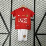 Manchester United 2007-08 Home Champions League Retro Kids Kit