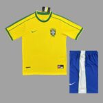 Brazil 1998 FIFA World Cup Home Retro Kids Kit